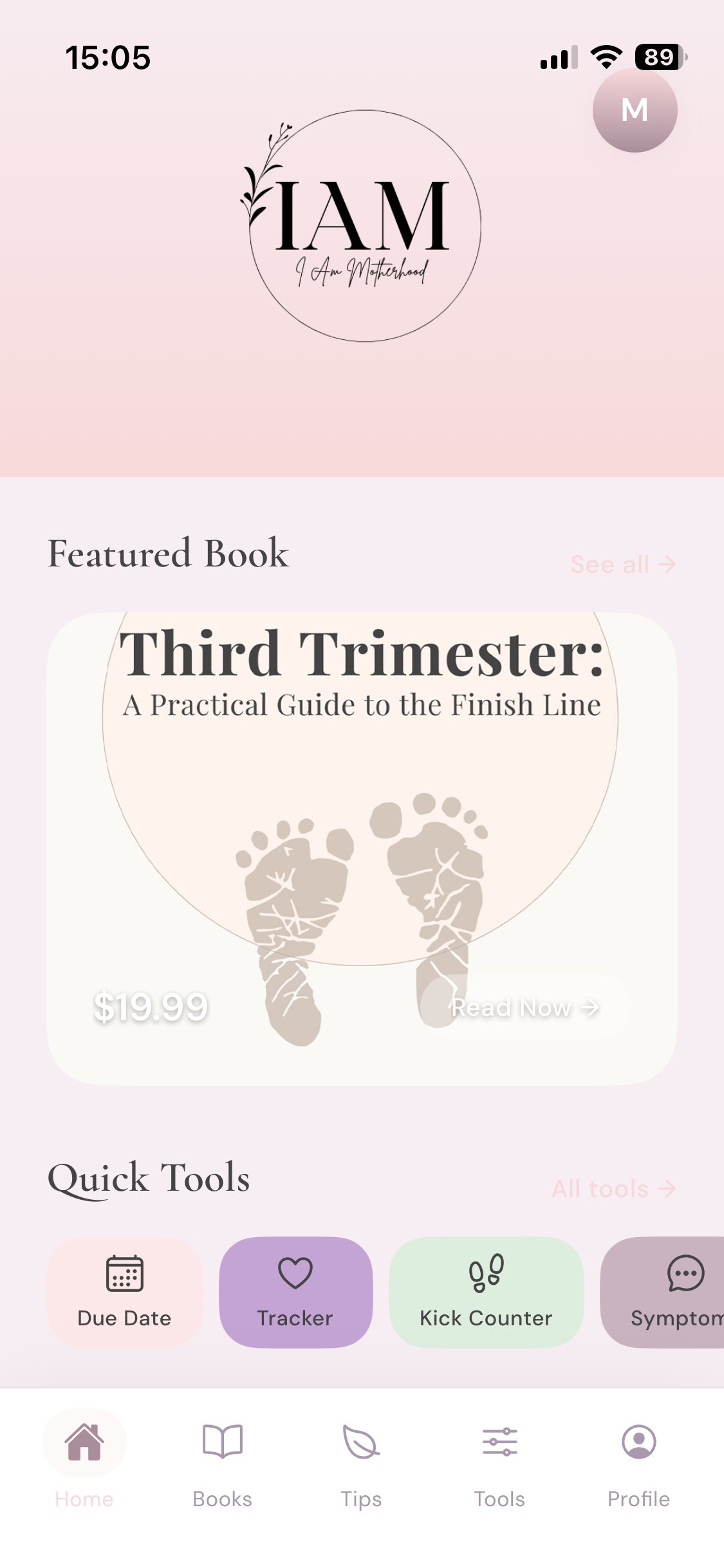 I Am Motherhood app home screen