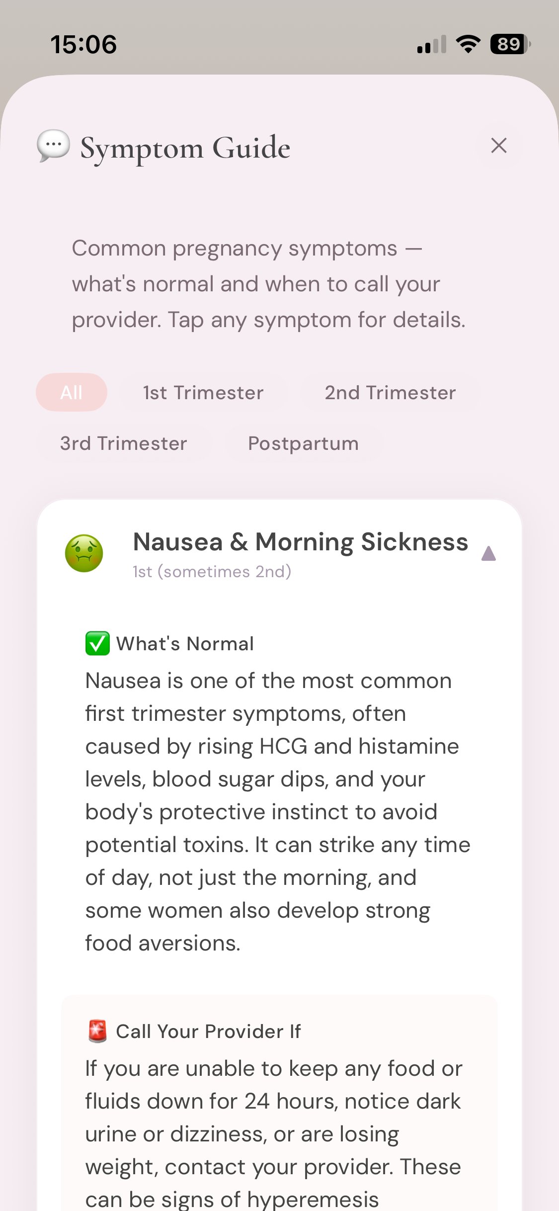 I Am Motherhood symptom guide